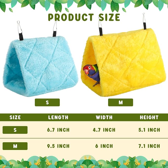 4 Pcs Winter Warm Bird Nest for Cage Plush Birds Hanging Snuggle Cave 6.7" and - Image 2