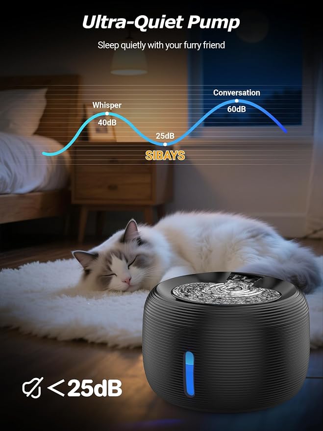 SIBAYS Cat Water Fountain, 3.5L/118oz Large Capacity Pet Water Fountain Cat - Image 3