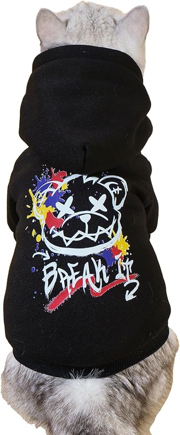 QWINEE Cartoon Bear Print Cat Hoodie Breathable Stretchy Sweatshirts by QWINEE