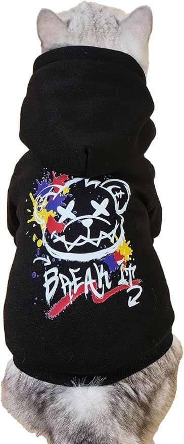 QWINEE Cartoon Bear Print Cat Hoodie Breathable Stretchy Sweatshirts by QWINEE