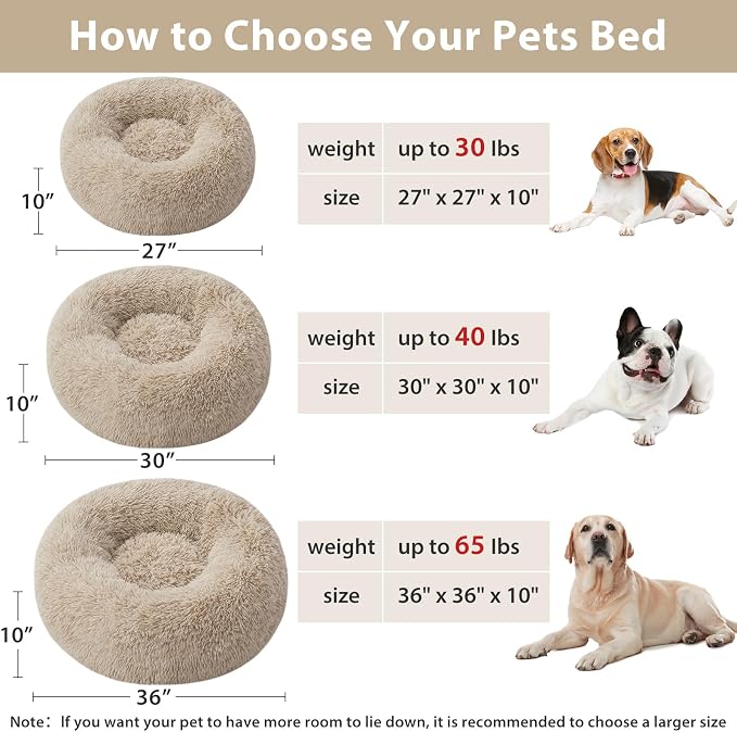 WNPETHOME Calming Dog Bed Cat Bed Donut, Faux Fur Pet Bed Self-Warming Donut - Image 5