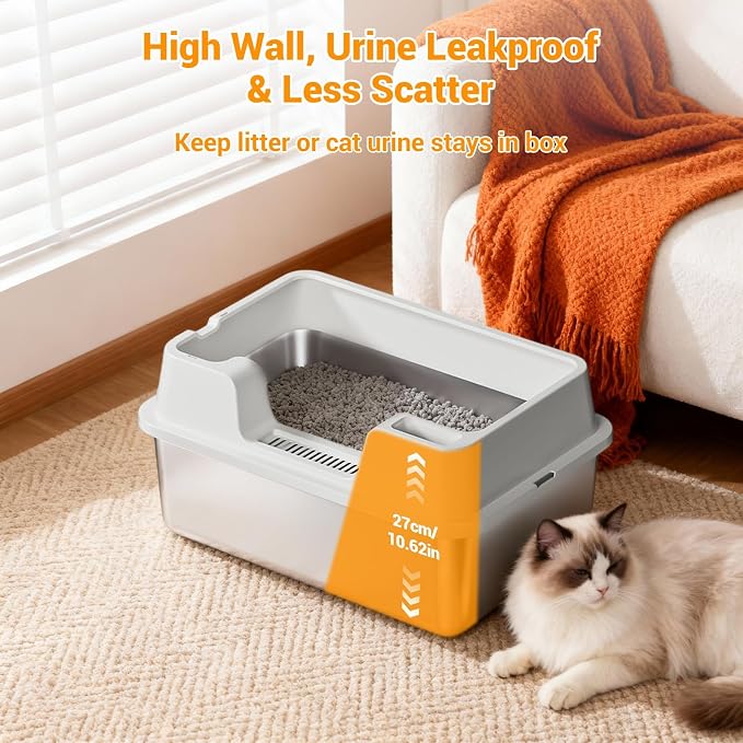 Stainless Steel Litter Box, XL Enclosed Cat Litter Boxes - Image 5