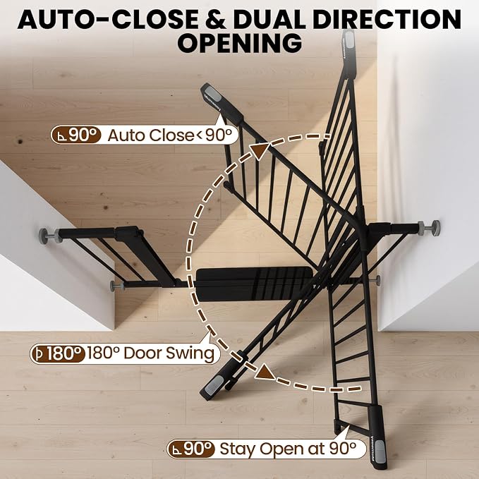 Baby Gate for Stairs, 29.7-40.6" Pressure Mounted Dog Gate, Auto Close Safety - Image 7