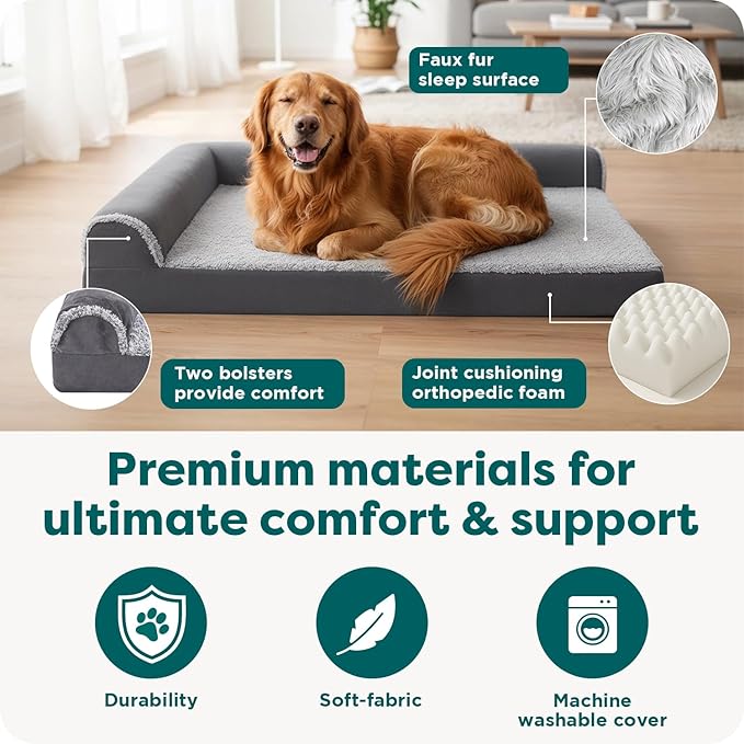 Furhaven Orthopedic Dog Bed for Large Dogs w/ Removable Bolsters & Washable - Image 5