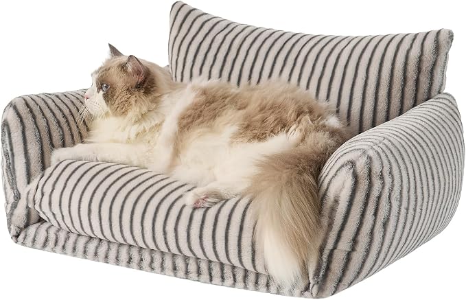 Hollypet Cat Bed Fluffy Plush Mutifuctional Double-Layer Soft Pet Couch by Hollypet