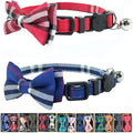 Cat Collar Breakaway with Bell and Bow Tie, Plaid Design Adjustable Safety by Ximipet