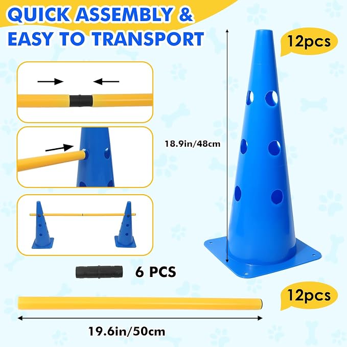 Wdmiya 18.9" Dog Agility Training Hurdle Cone Set, Dog Agility Course Backyard - Image 3