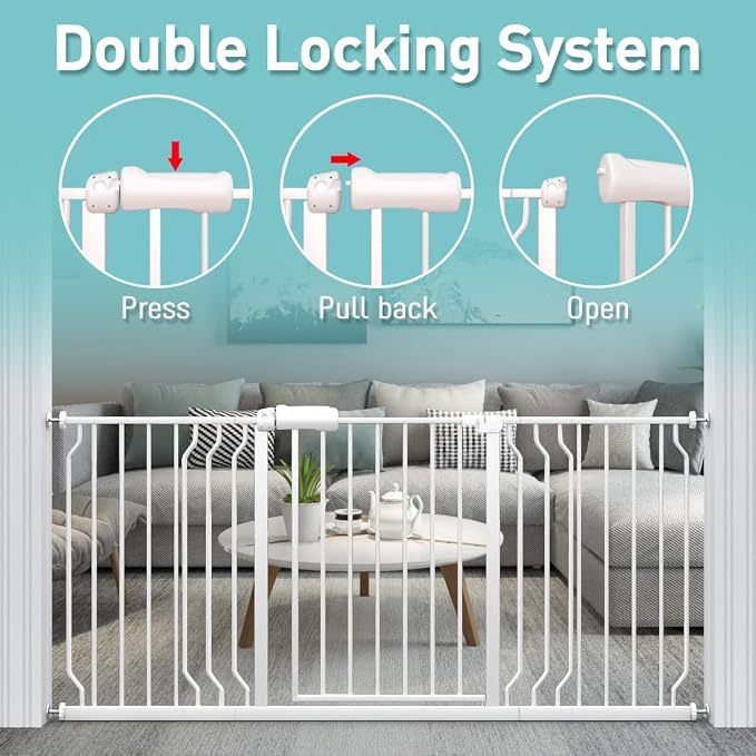 WAOWAO Baby Gate 66.93-71.61" Extra Wide Pressure Mounted Walk Through Swing - Image 4