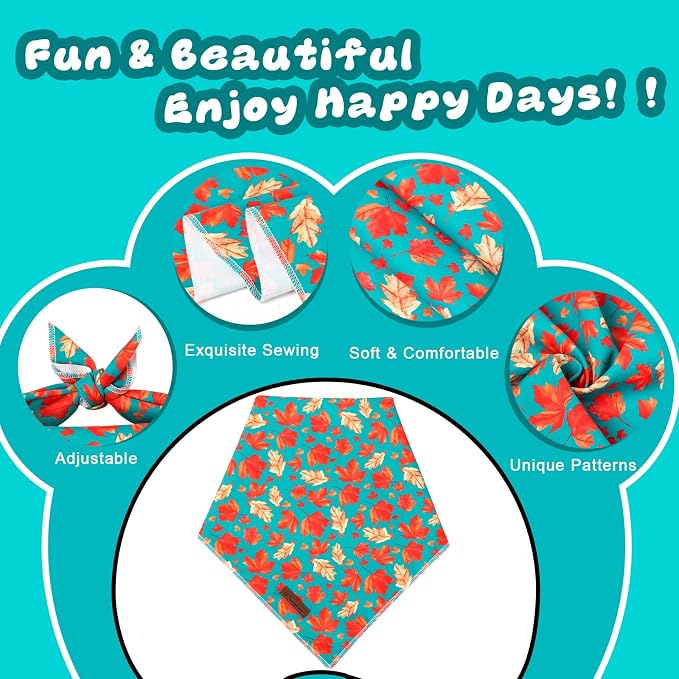 Fall Dog Bandana – Green Maple Leaf Triangle Scarf - Image 3