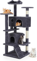 Cat Tree 54 Inch, Sisal Scratching Posts and Climbing Ladder, Pet Play Toy by Aidoly