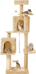 56-Inch Cat Tree for Large Cats, Sisal Scratching Posts & Hanging Toys – Sturdy by TSCOMON