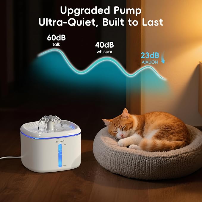 Cat Water Fountain, 84oz/2.5L Pet Cat Fountain – Ultra Quiet Upgraded Automatic - Image 6