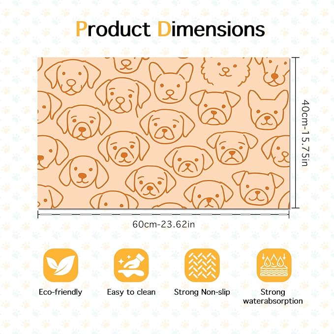 Pet Feeding Mat with Colorful Polka Dot Pattern Design 24" x 16" Dachshund - Image 6