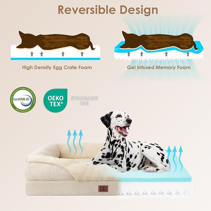 EHEYCIGA Orthopedic XL Dog Bed for Large Sized Dog, Waterproof Liner & Washable - Image 3