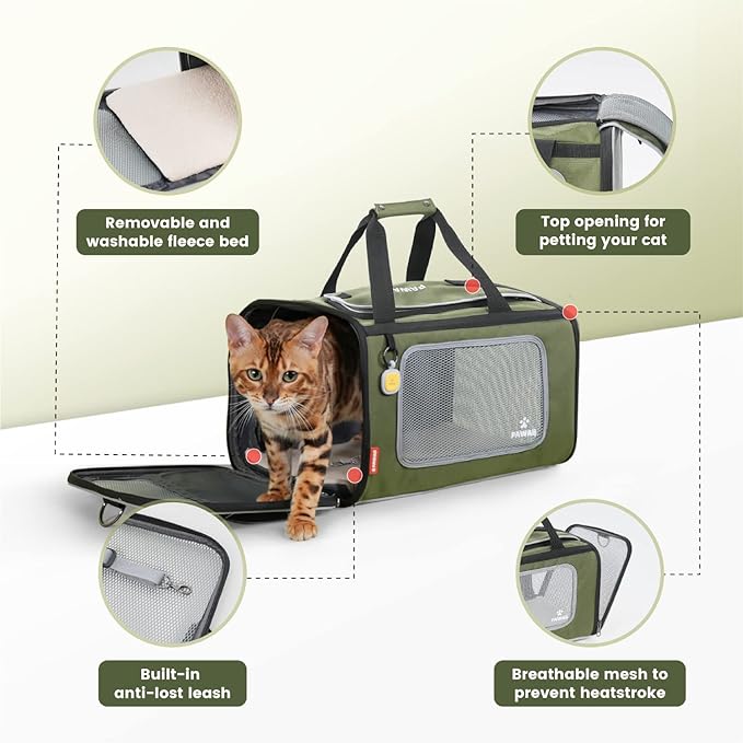 Pawaii Pet Carrier, TSA Airline Approved Cat Carrier, Soft Sided Collapsible - Image 3