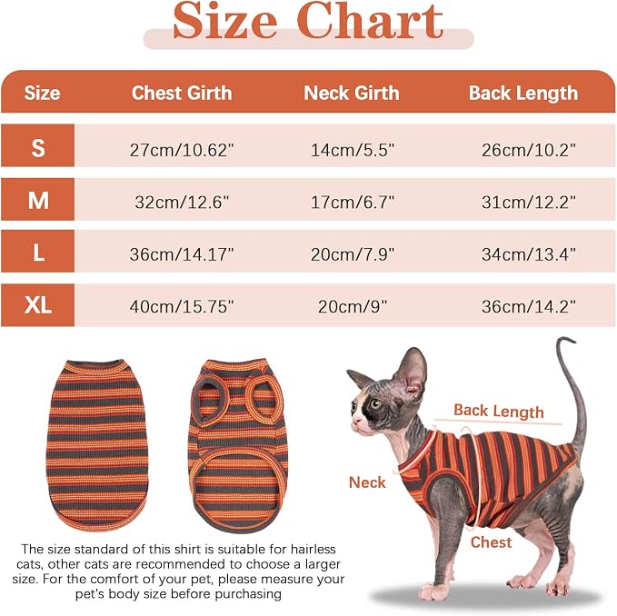 BRKURLEG Sphynx Hairless Cats Shirt Puppy Clothes Soft Cotton T-Shirts Cute - Image 5