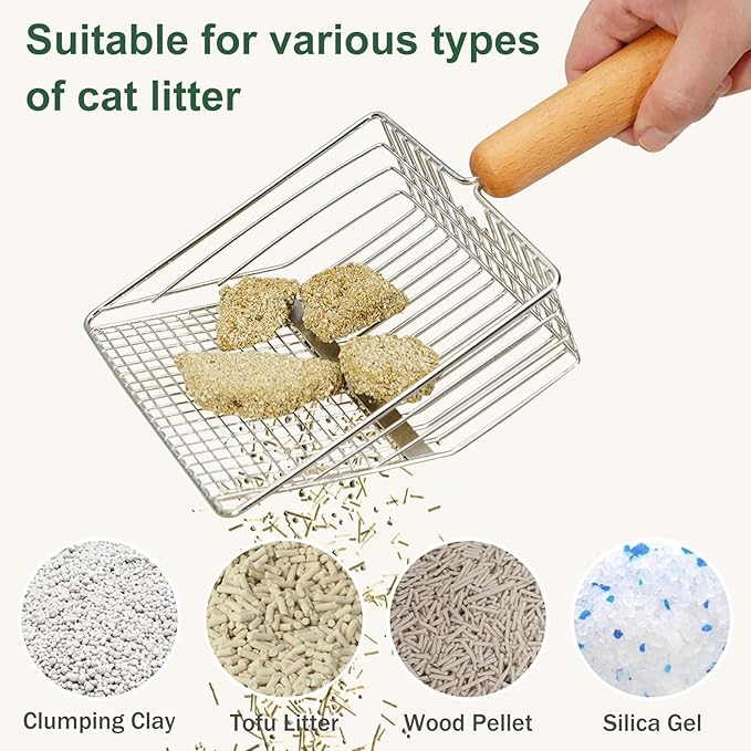 XBX Cat Litter Scoop with Holder, Heavy Duty Litter Sifter, Stainless Steel - Image 4
