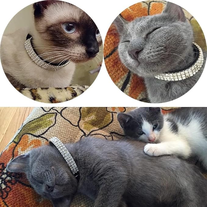 CHUKCHI Soft Velvet Safe Cat Adjustable Collar Bling Diamante - Image 6