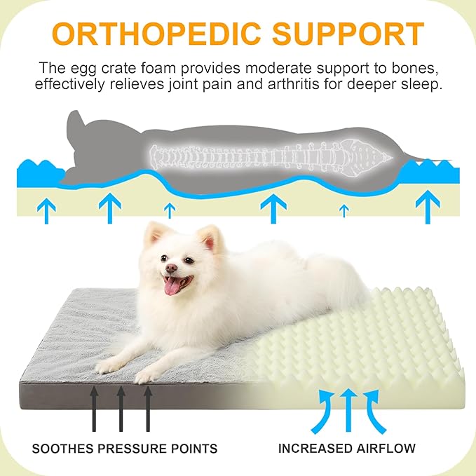 KSIIA Orthopedic Dog Bed, Deluxe Plush Waterproof, 29 x 18 Inch, 3-Inch Thick - Image 2