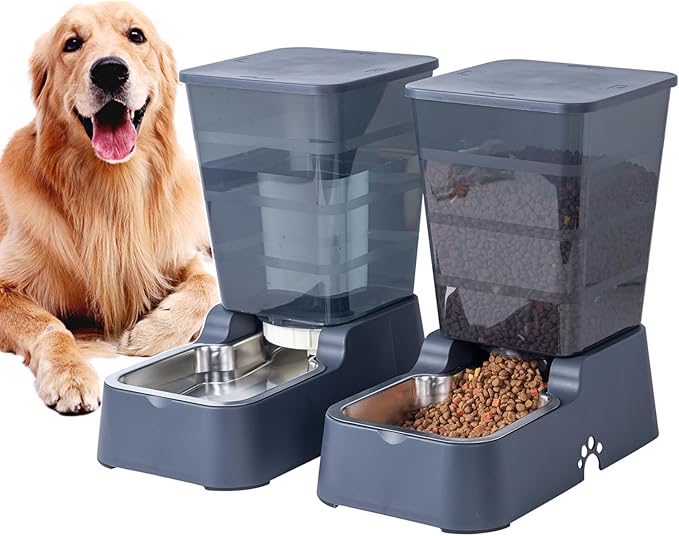 Meikuler Pets Auto Feeder 5.2L, Food Feeder and Water Dispenser Set by Meikuler