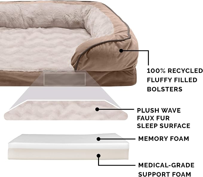 Furhaven Memory Foam Dog Bed for Medium/Small Dogs w/ Removable Bolsters & - Image 3