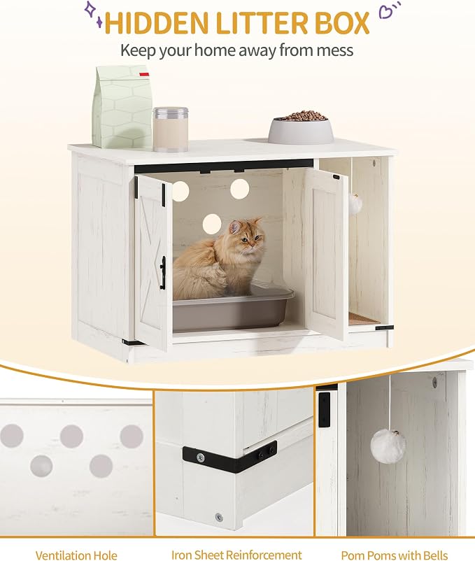 Cat Litter Box Enclosure, Hidden Litter Box Cabinet Furniture - Image 3