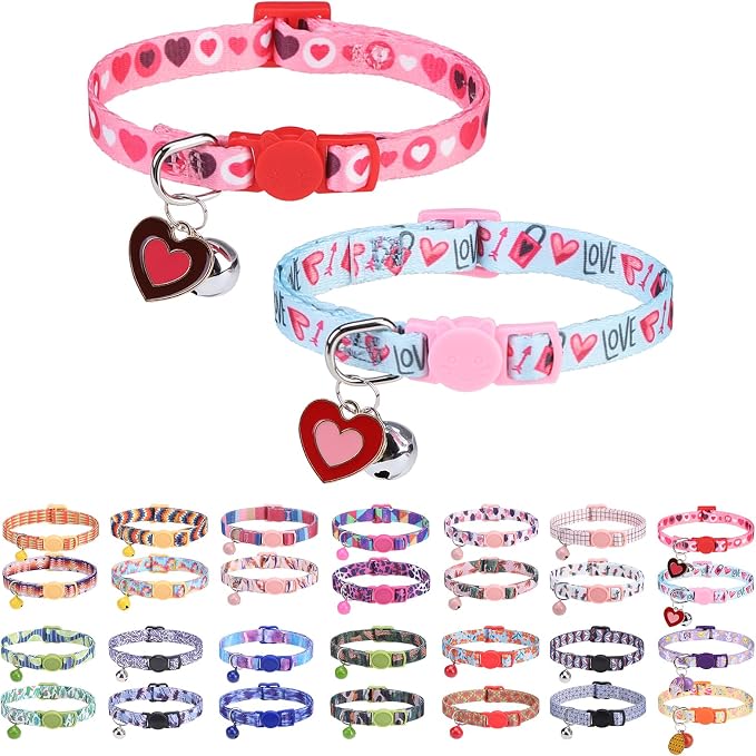 Breakaway Cat Collars for Girl Boy Cats, Fall Winter All Weather Cat Collar by DILLYBUD