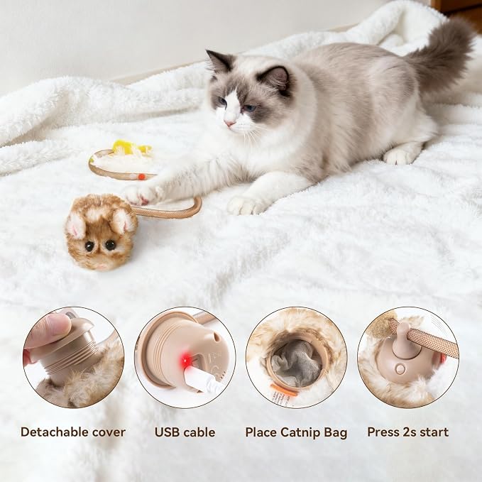 Migipaws Interactive MigiMouse Cat Toy 360° Rolling & Spin - Image 6