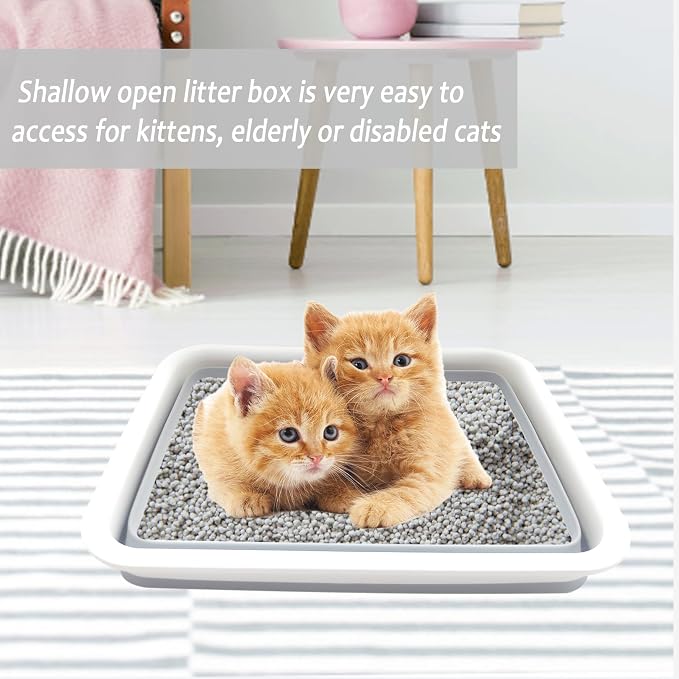2 Pack Collapsible Small Cat Litter Box, Open Kitten Litter Potty Pan Low Entry - Image 7