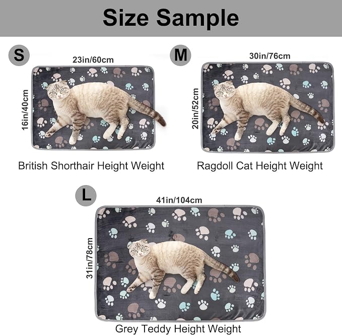 Dono 1 Pack 3 Dog Blankets for Small Dogs, Soft Fluffy Paw Print Pattern Fleece - Image 2