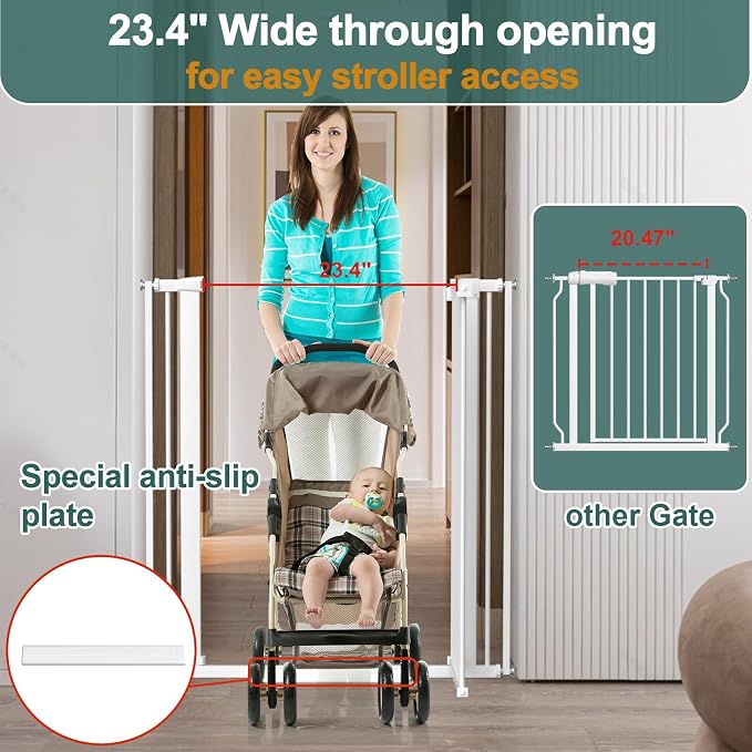 40.55" Tall, 69.48-77.36 Inch Wide, 1.37" Ultra Narrow Spacing Dog Pet Baby - Image 3