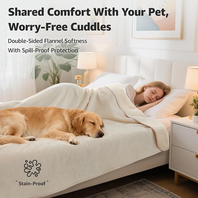 LOOBANI Waterproof Blanket for Bed: Reversible Soft Flannel King Size Bed - Image 2