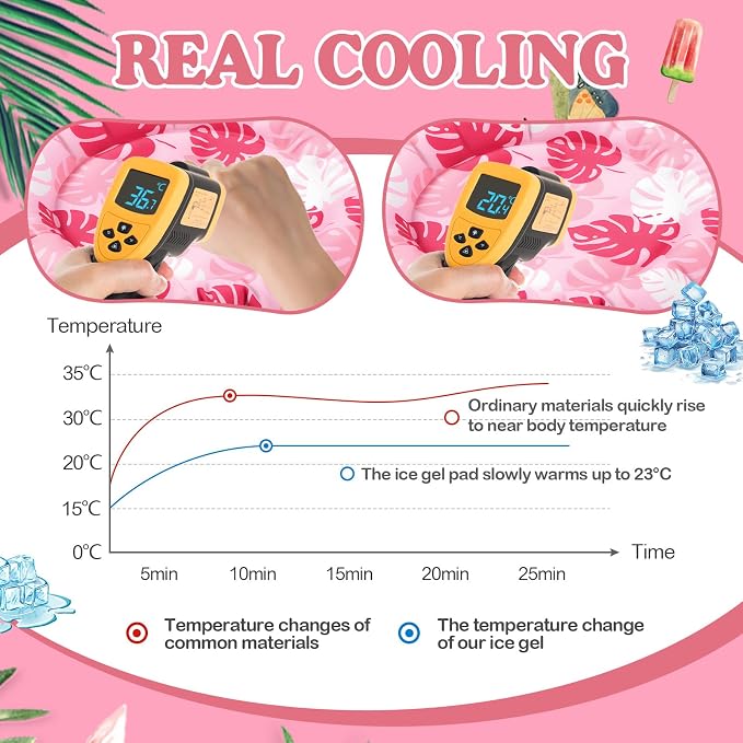Pet Cooling Mat for Cats and Small Dogs, 20.1'' x 20.1'' Thickened Round Pink - Image 5