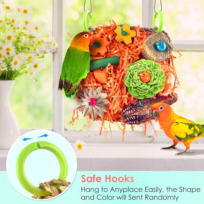 KATUMO Bird Toys, Conure Grass Mat Shredder Toys Parakeet Toys Parrot Foraging - Image 5