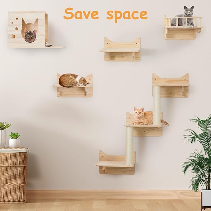 9-Piece Cat Wall Shelves and Perches - Image 7