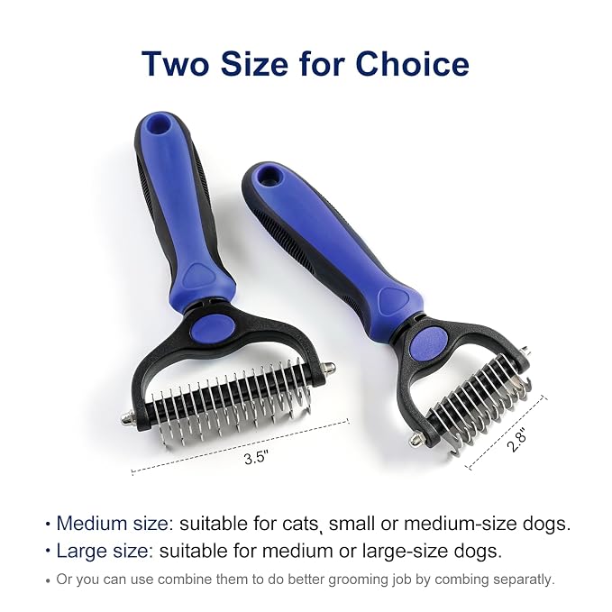 WePet Grooming Rake for Dogs & Cats, Double-Sided Deshedding Brush, Extra-Wide - Image 2