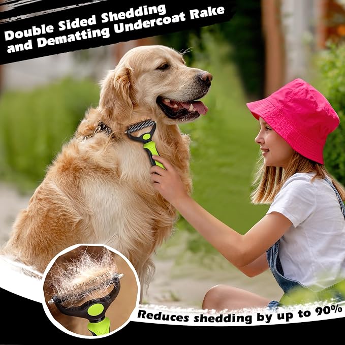 3PCS Self Cleaning Slicker Brush & Pet Grooming Rake & Flea Comb - Image 3