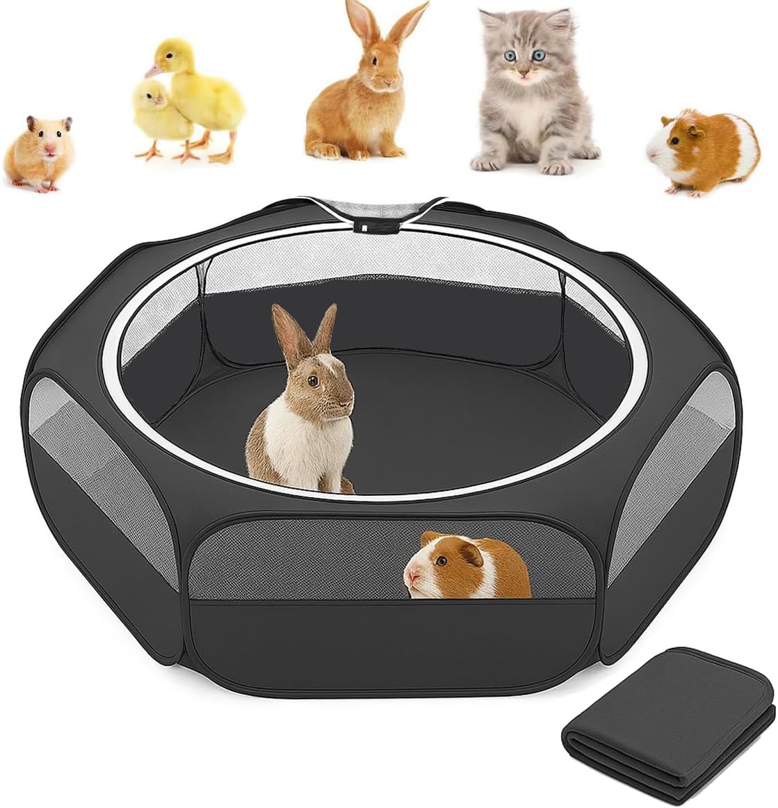 Amakunft 2-in-1 Small Animal Playpen with Pad Mat - GlobalHabitat Supply
