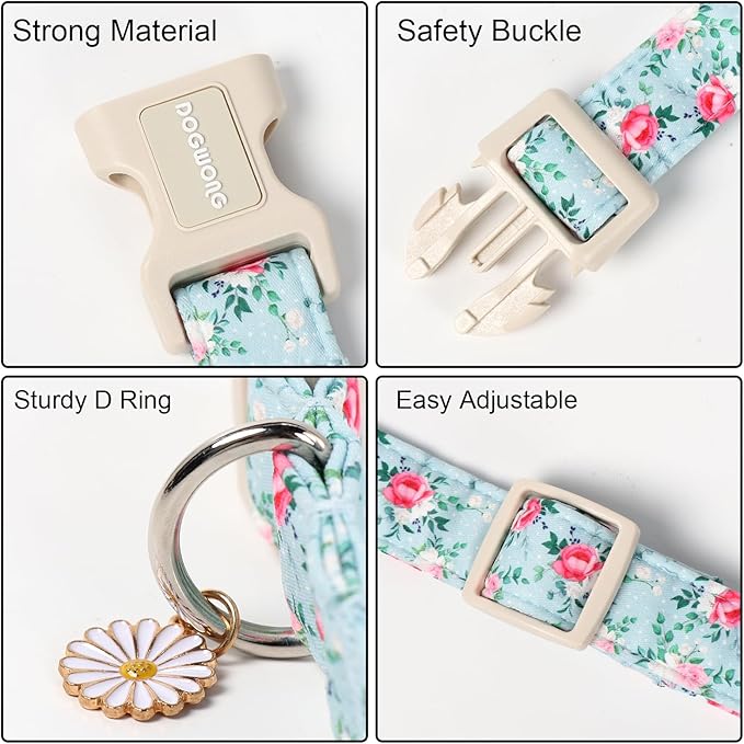DOGWONG Floral Dog Collar, Cute Adjustable Flower Collar, Girl Female Dog Collar - Image 3