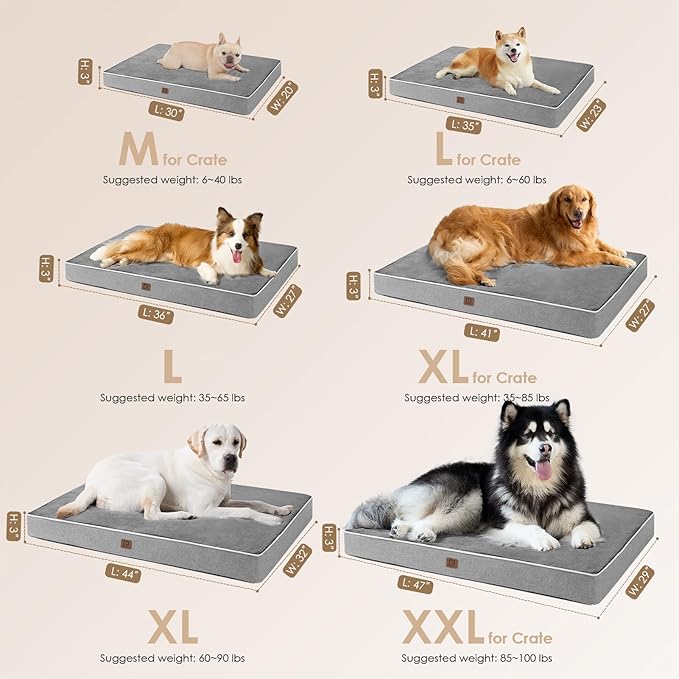EHEYCIGA Waterproof Dog Bed Orthopedic 30"x20", Memory Foam Pet Bed - Image 3