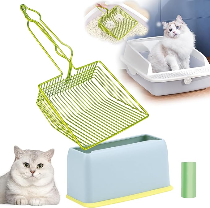 DHXYZZB Cat Litter Scoop with Holder, Metal Cat Litter Scoop Deep Shovel Kitty by DHXYZZBBetterlivingwithpet