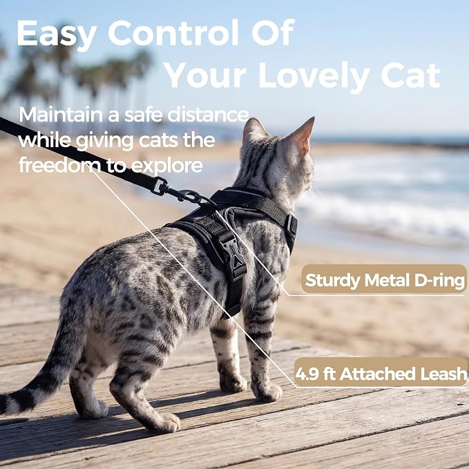 Cat Harness and Leash Set Escape Proof Tactical Medium Kitten Harness Emotional - Image 5