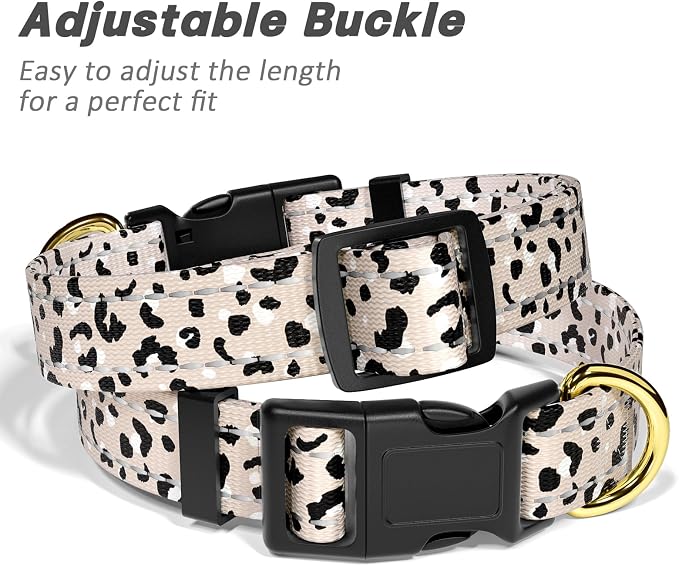 Reflective Dog Collar for Small Dogs, Cute Leopard Style Adjustable Heavy-Duty - Image 6