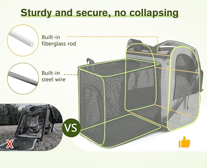 Pecute Cat Backpack Carrier Expandable, Pet Backpack - Image 3
