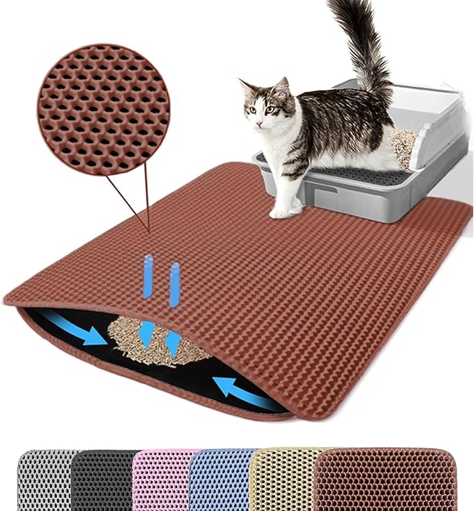 Extra Large Cat Litter Mat, 30x22 Inches Honeycomb Double Layer Cat Litter by Petinstinct