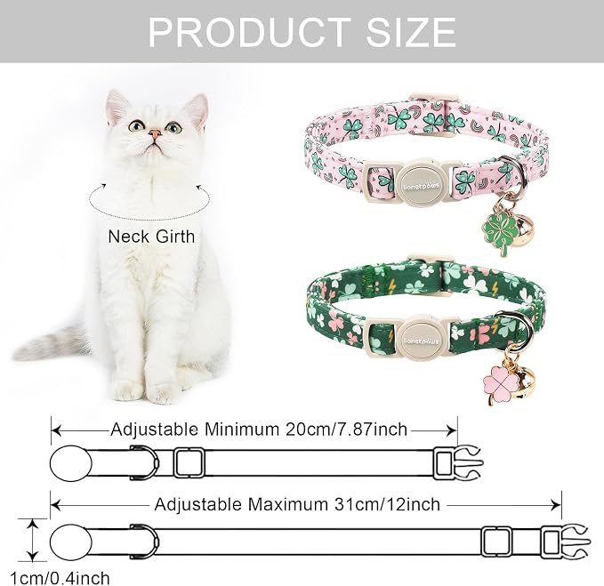 Lionet Paws 2pcs Pack St. Patrick Cotton Cat Collar, Breakaway Buckle - Image 5