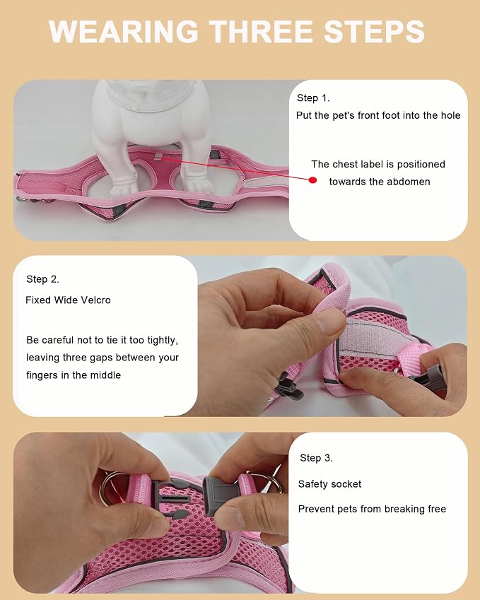 XXXS Orange Soft Mesh Dog Harness and Leash Set, No Escape Puppy Harnesses - Image 5