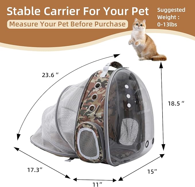 Cat Backpack Carrier Back Expandable Bubble Pet Carrier Backpack - Image 2