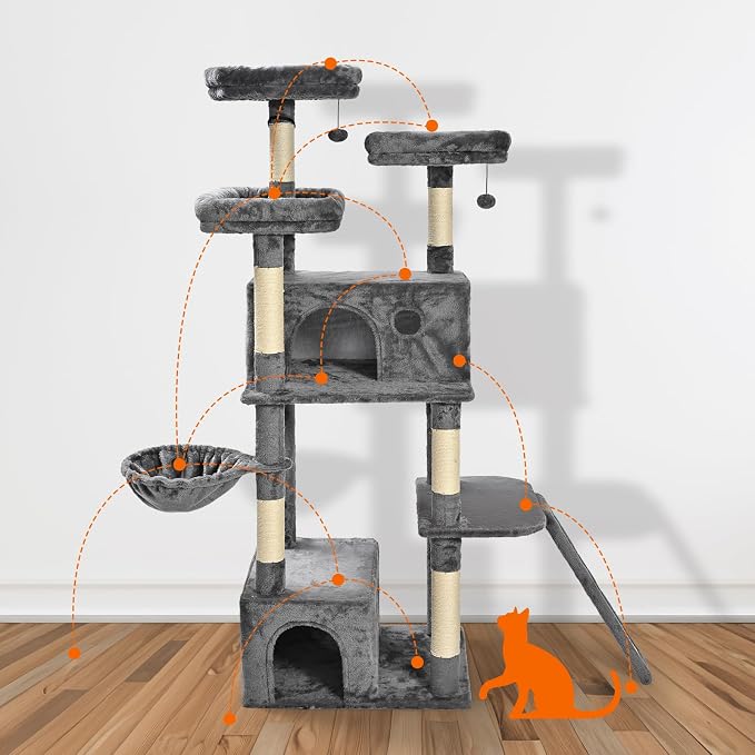 Amazon Basics Large Cat Tree Tower, 68 Inches - Image 2