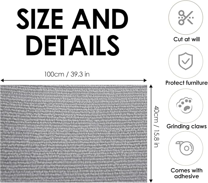 ASENKU Cat Scratch Furniture Protector, Trimmable Self-Adhesive Couch Protector - Image 2